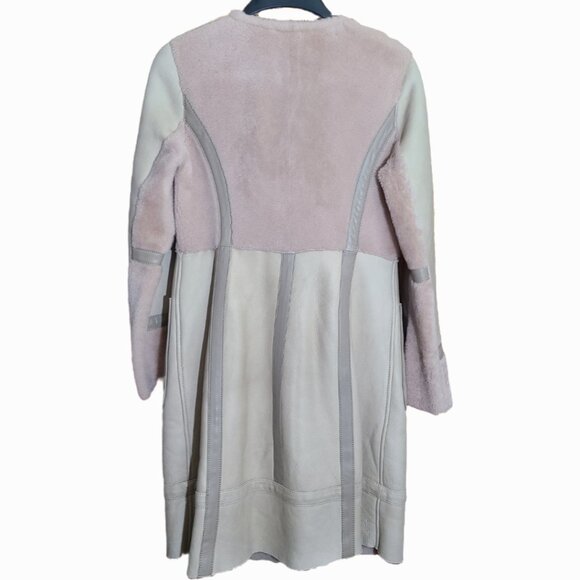 $2300 TORY BURCH Small 2/4 SHEARLING LAMB FUR Leather Bennett Coat MAX MARA - Picture 5 of 12